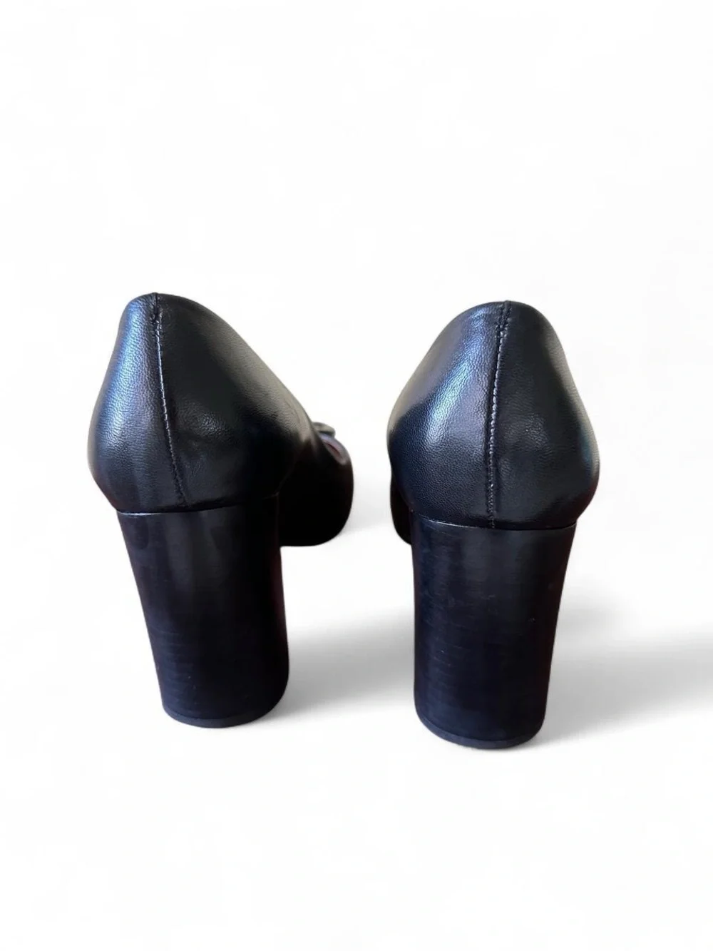 Tory Burch Black Leather Logo Cap-Heel Pumps